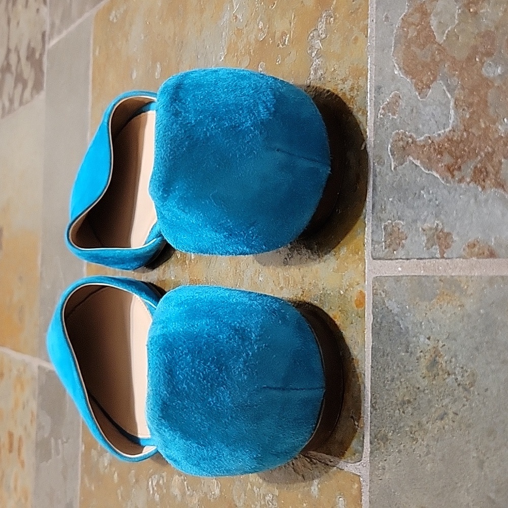 J. Crew | Suede d'Orsay Flats in Vivid Cerulean Ballet Office - Women's Size 8.5 - Picture 2 of 9